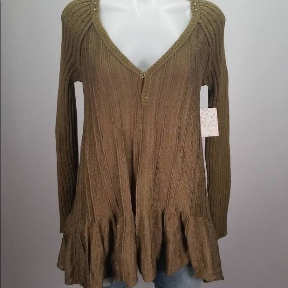 Free People Olive Green long sweater